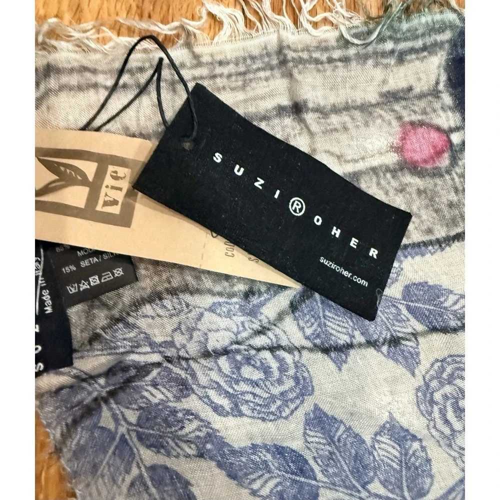 NWT Suzi Roher Rare‎ Mona Lisa Art Scarf Geisha Ukiyo-e Modal Silk 57